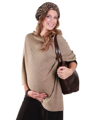 Angel Maternity Angel Maternity Wool Poncho in Camel.jpg